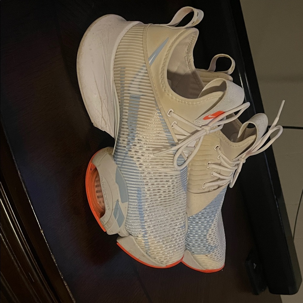 Nike White and Blue Mesh Sneakers